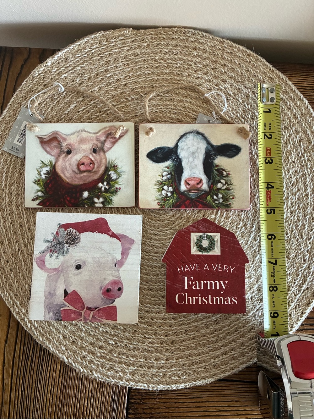 Farmhouse Holiday Animal Coasters and Decor- 7 pieces - Picture 3 of 12
